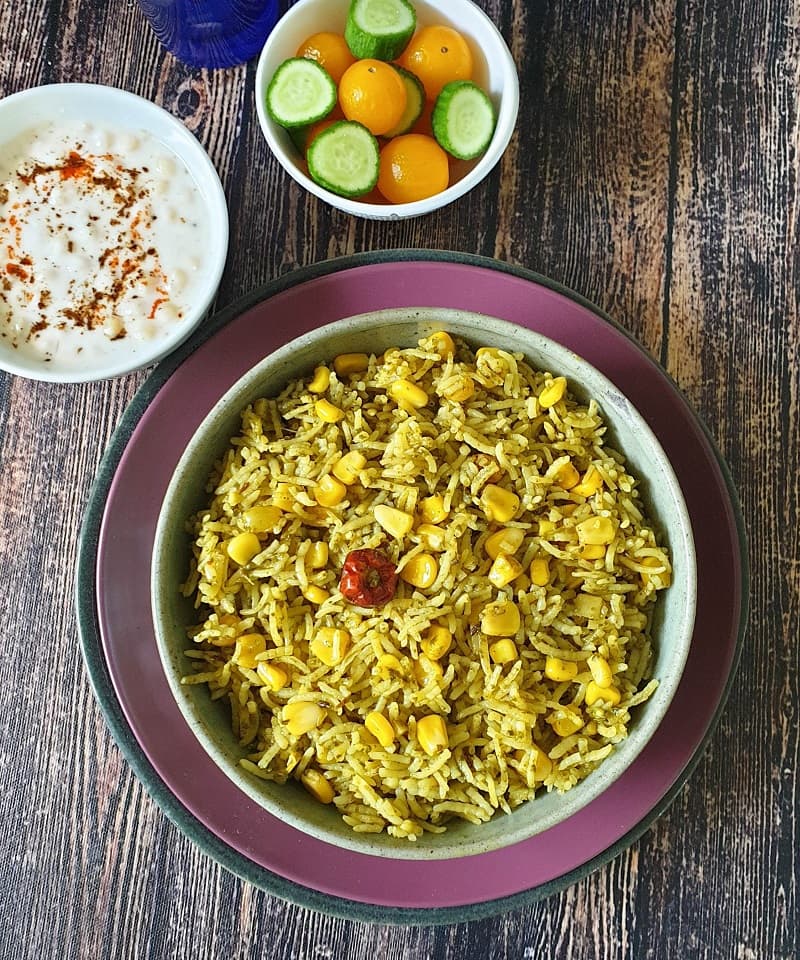 Spinach Corn Pulao hero image
