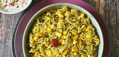 Spinach Corn Pulao recipe