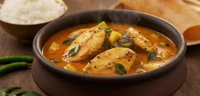 Mangai Meen Kuzhambu | Fish Curry With Mango And Coconut Paste recipe