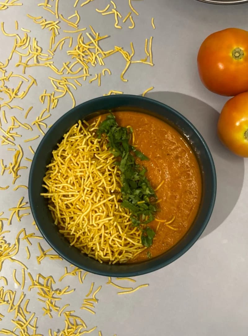 Jain Sev Tamatar Sabzi  recipe