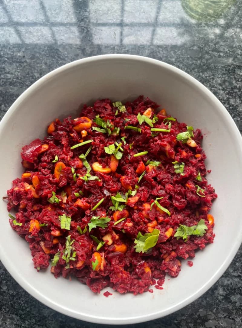 Beetroot and Peanut Subzi recipe