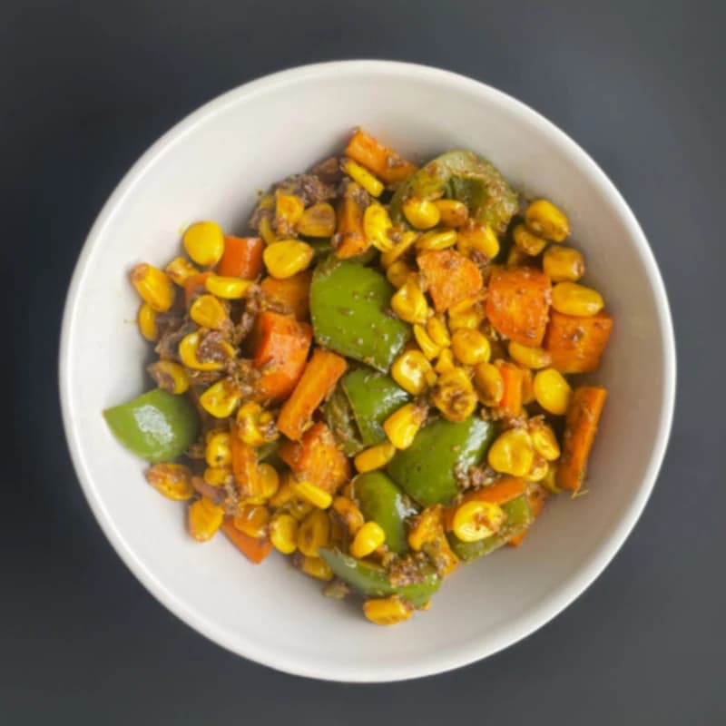 Corn, Carrot and Capsicum Subzi recipe